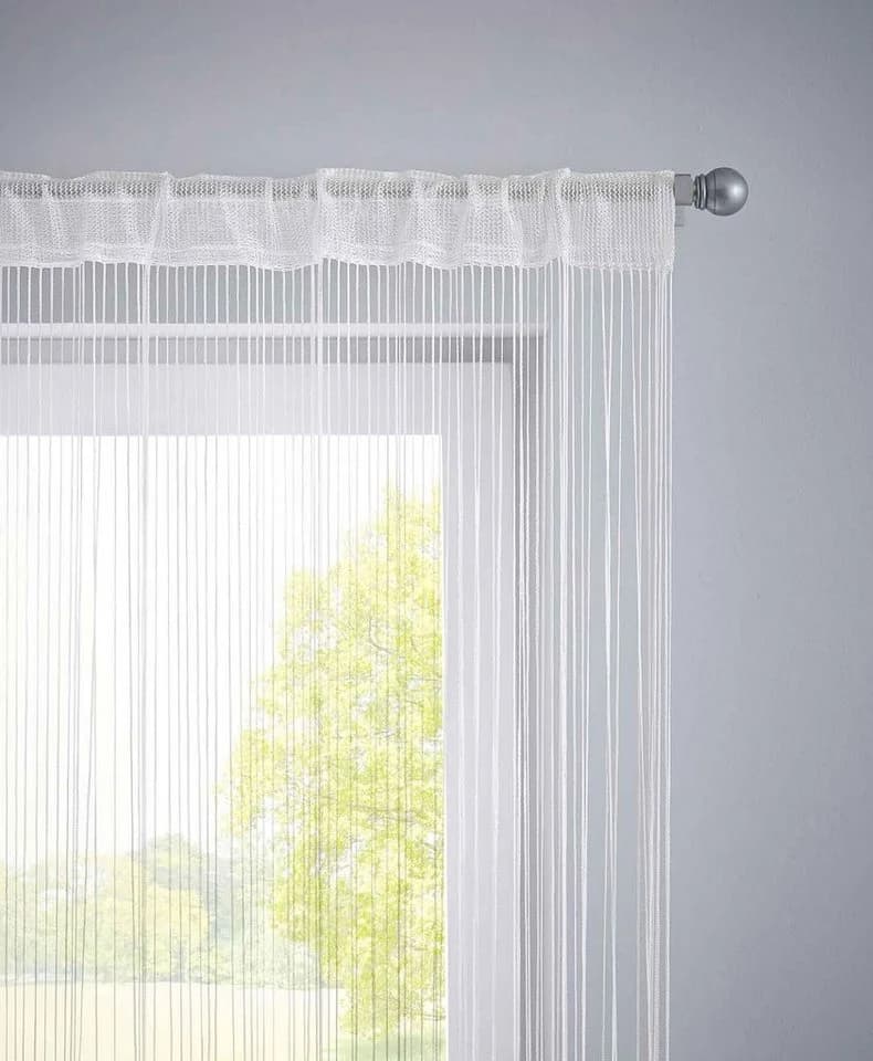Gardinenbox Fadenvorhang 2 Stk Weiß Transparent Polyester - Bild 5