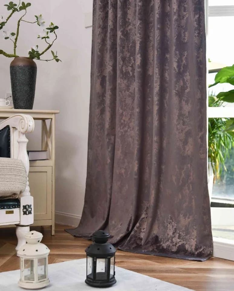 Gardinenbox Vorhang MILANO STAR Samt Grau Rosegold Verdunkelnd 2 St - Bild 3