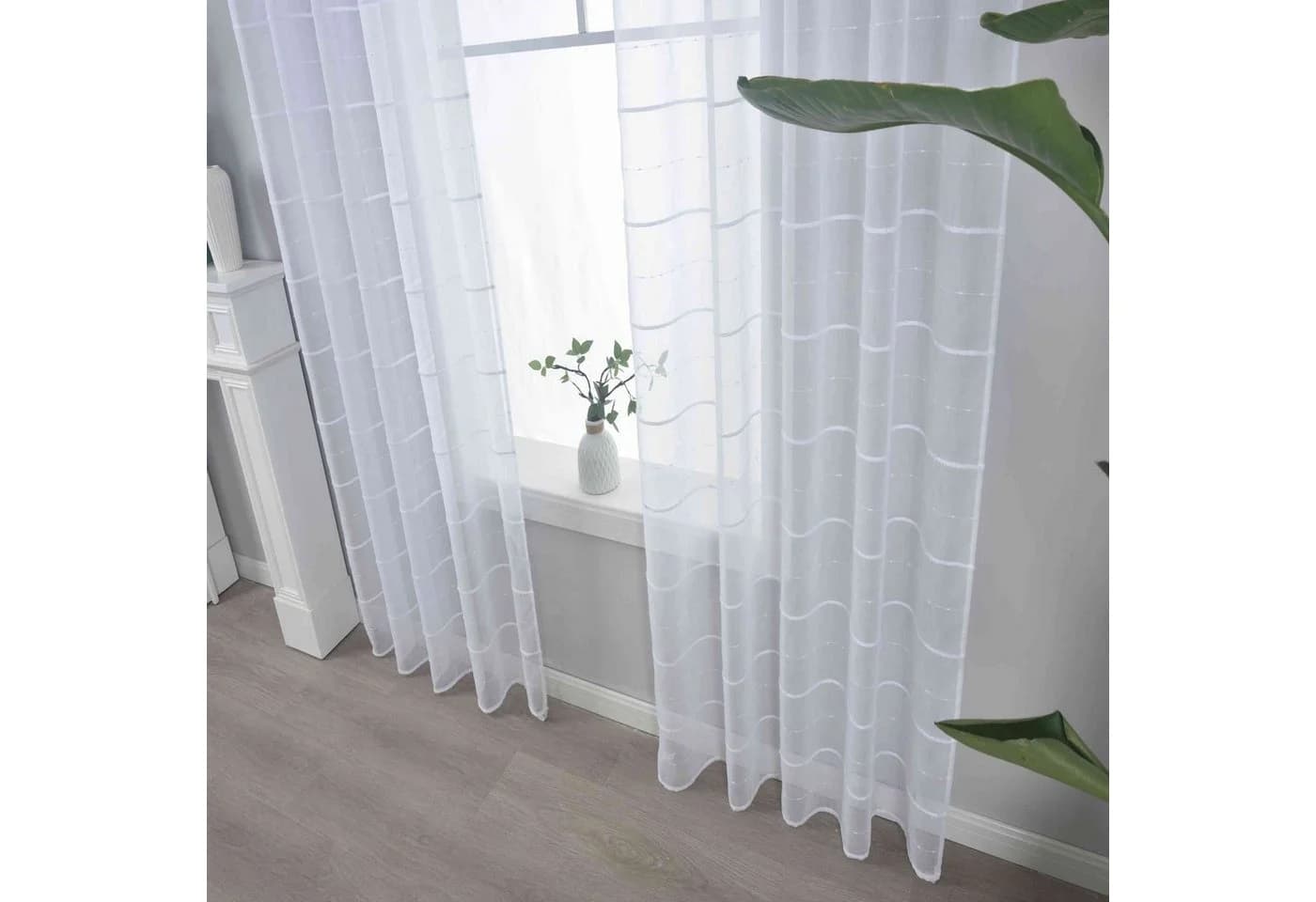 Gardinenbox Gardine Set 2 St Transparent Polyester Leinenoptik