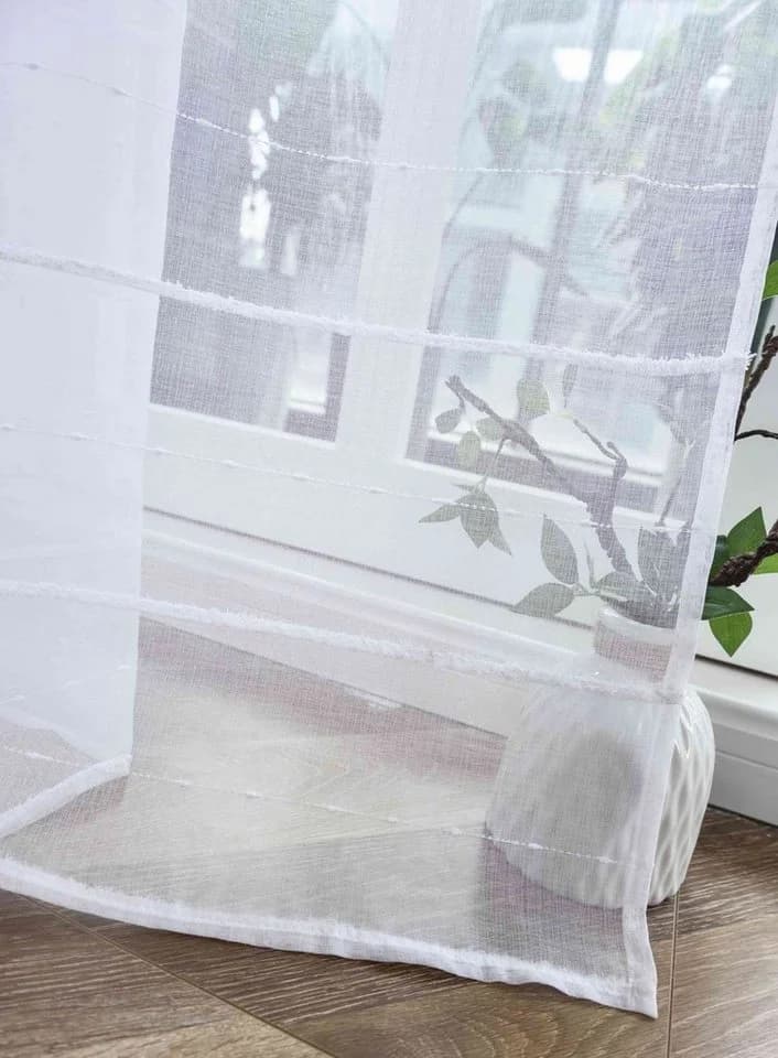 Gardinenbox Gardine Set 2 St Transparent Polyester Leinenoptik - Bild 5