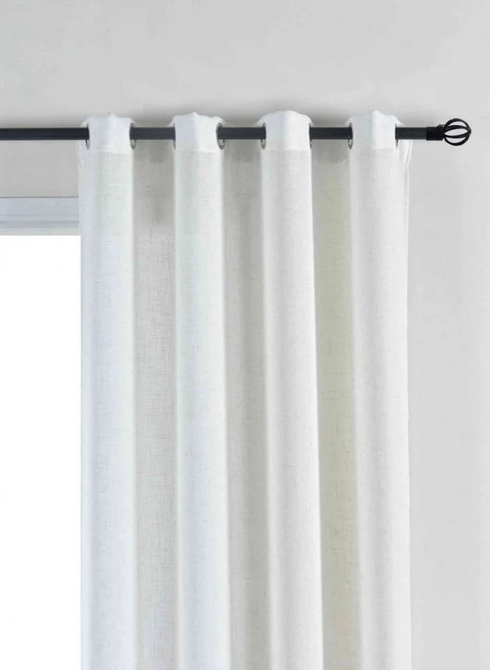 Gardinenbox Verdunkelungsvorhang 2er Set Beige Leinenstruktur Ösen - Bild 3