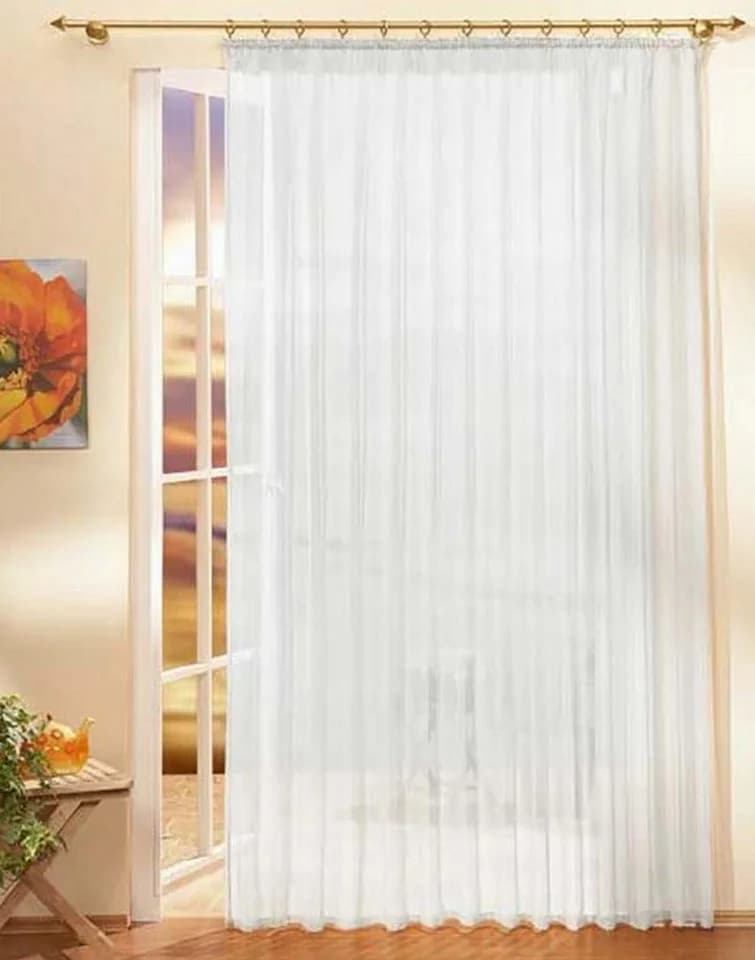 Gardinenbox Voile Gardine Weiß Kräuselband 120x300 cm - Bild 2