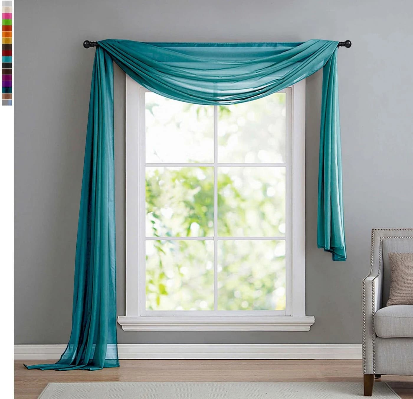 Gardinenbox Freihanddeko Voile Transparent Sand 140x600cm