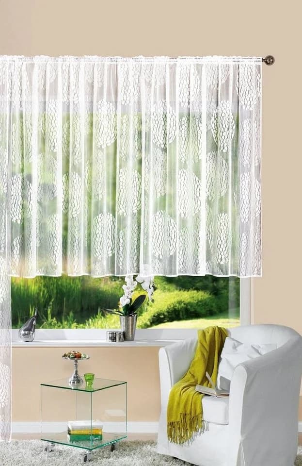 Gardinenbox Store Jacquard Fabio Weiß Transparent Kräuselband
