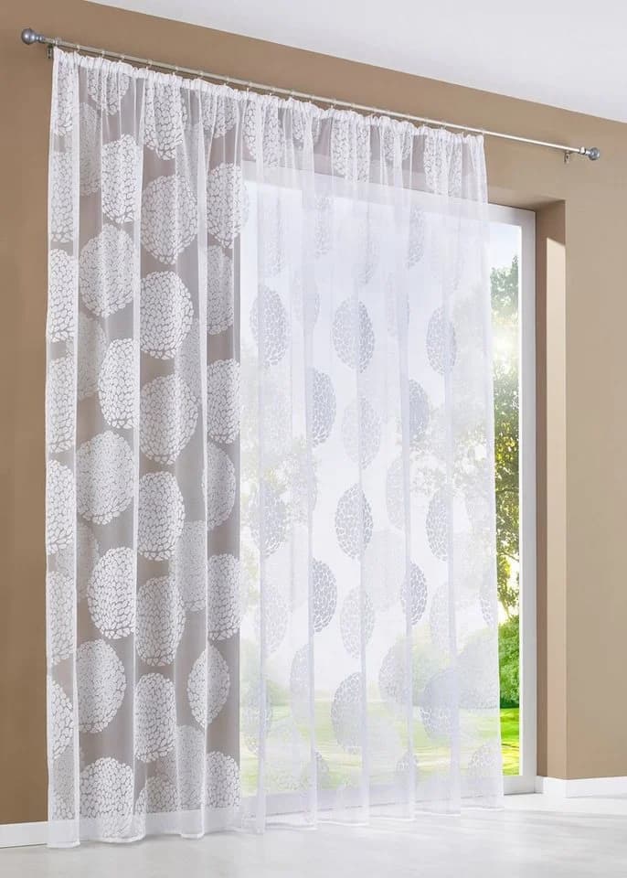 Gardinenbox Store Jacquard Fabio Weiß Transparent Kräuselband - Bild 5