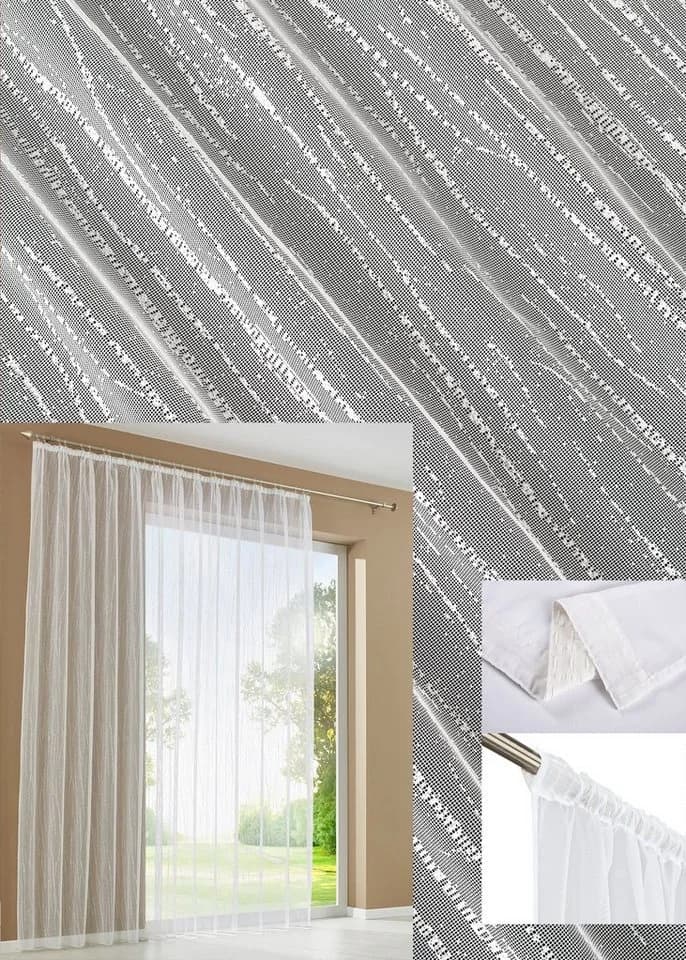 Gardinenbox Bogenstore Weiß Jacquard Kräuselband 120x300 cm - Bild 5