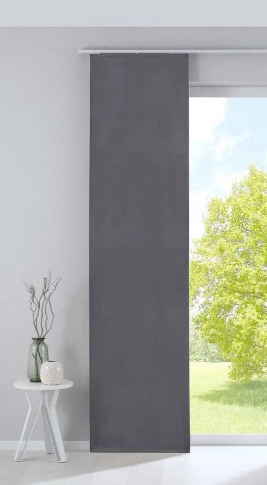 Gardinenbox Schiebegardine Milano Grau Samt blickdicht mit Klettband - Bild 2