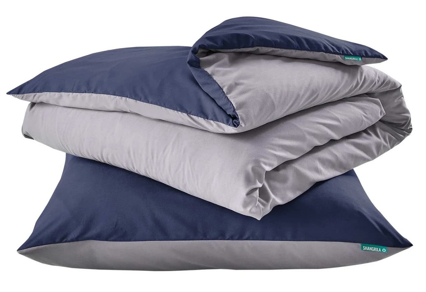 Shangrila Wendebettwäsche Microsatin 2-teilig Dunkelblau Grau - Bild 2