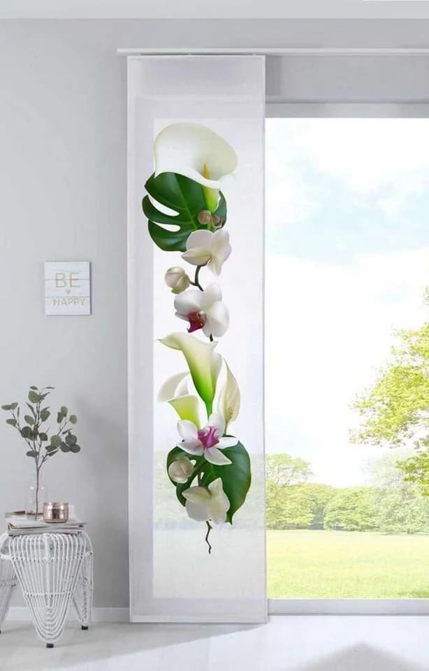 Gardinenbox Schiebegardine Voile Weiß Transparent mit Klettband