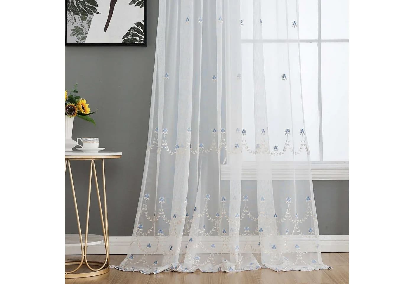 Gardinenbox Gardine Florenz Raschel Transparent mit Stickerei - Bild 2