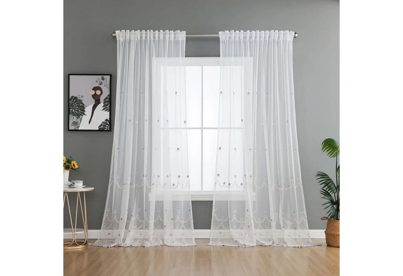 Gardinenbox Gardine Florenz Raschel Transparent mit Stickerei - Bild 3