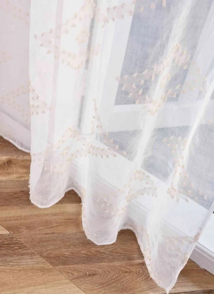 Gardinenbox Gardine transparent Polyester Chevron Natur Taupe - Bild 5