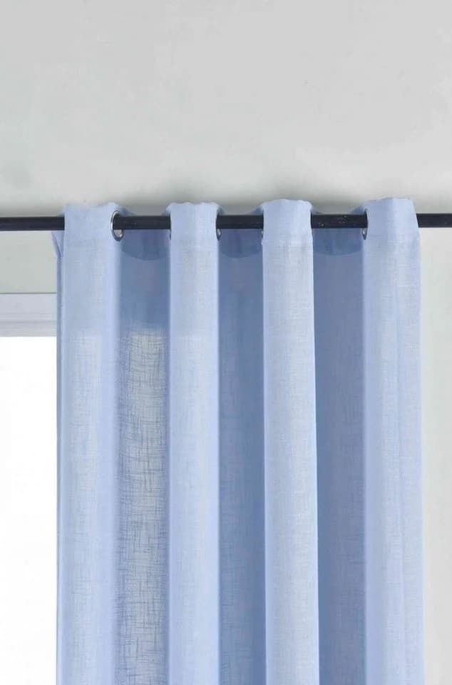 Gardinenbox Gardine »Essen« Blau Cationic Leinenstruktur mit Ösen - Bild 3