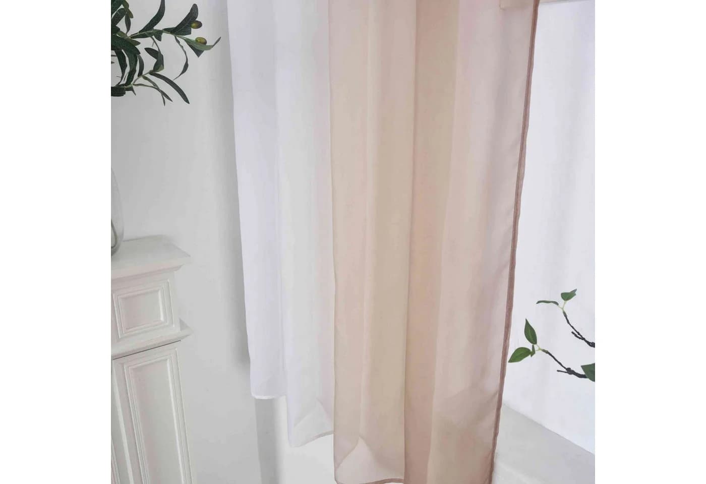 Gardinenbox Voile Gardine 2 St Braun Transparent Ösen Farbverlauf - Bild 5