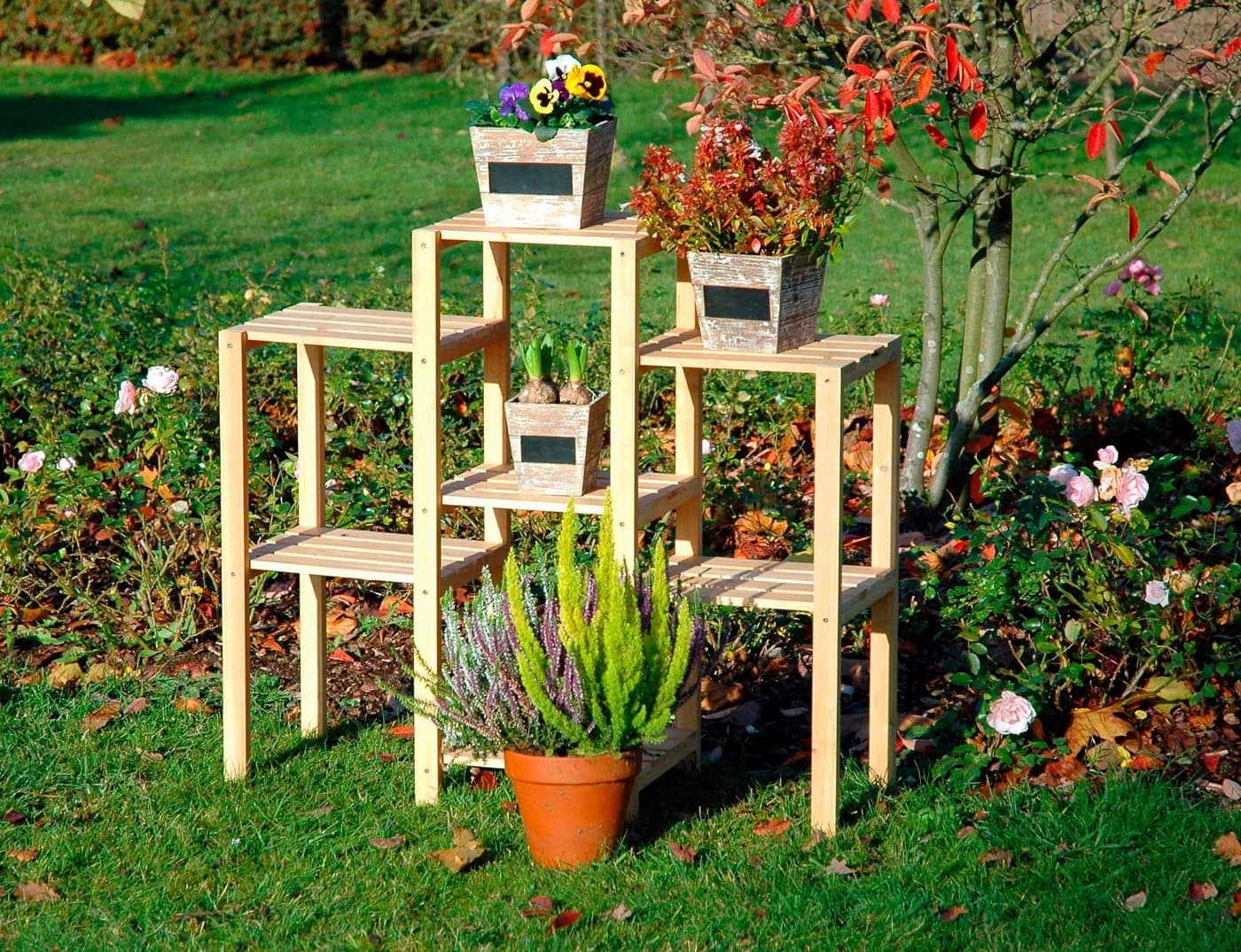 Dobar Blumenständer Blumentreppe Braun Holzwerkstoff 7-flächig - Bild 2