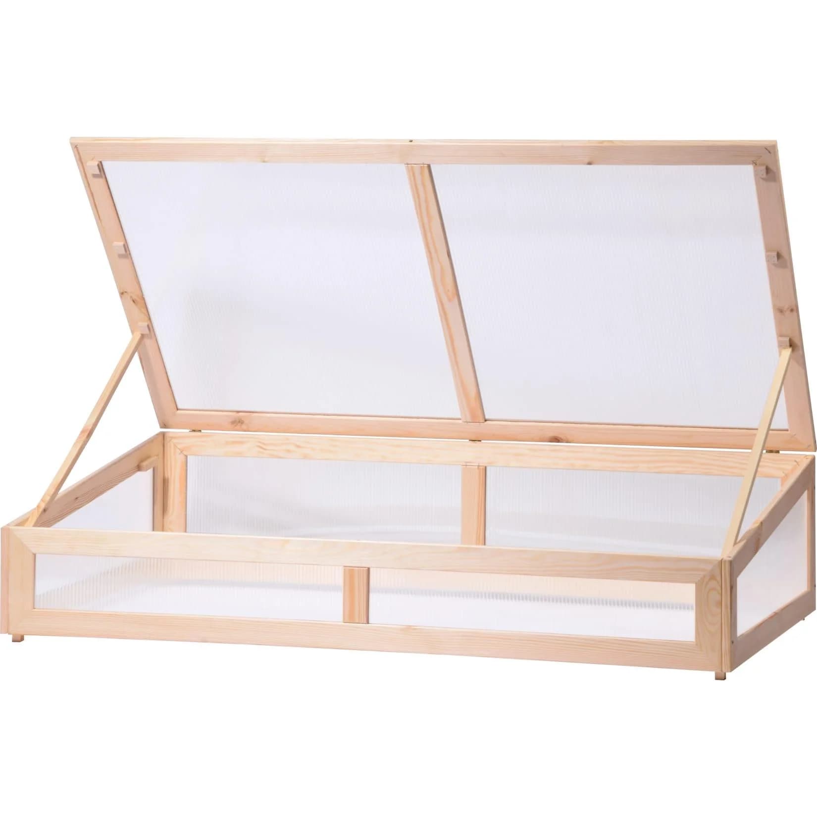 Dobar Großer Frühbeetaufsatz für Hochbeete Kiefernholz Polycarbonat