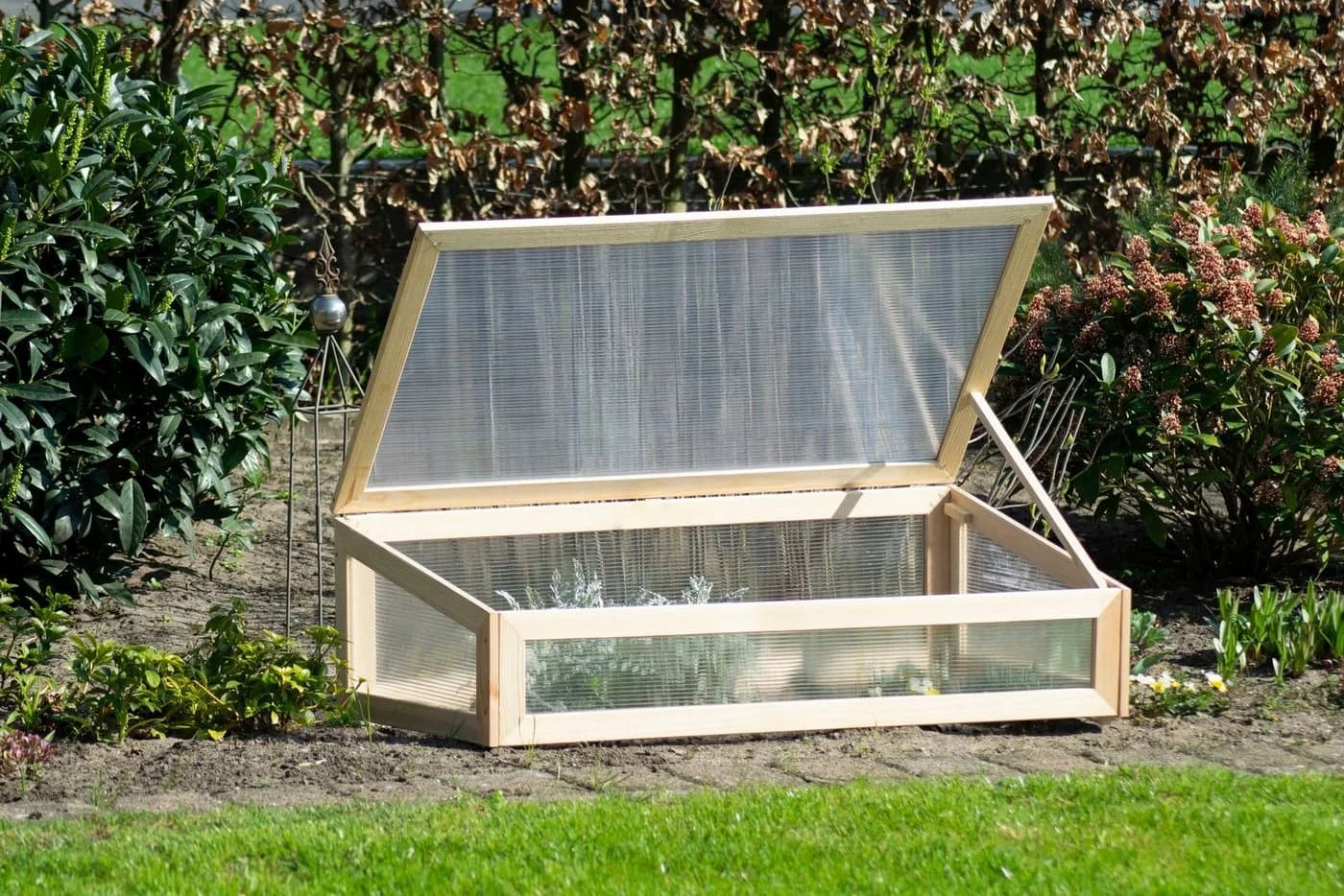 Dobar Großer Frühbeetaufsatz für Hochbeete Kiefernholz Polycarbonat - Bild 2