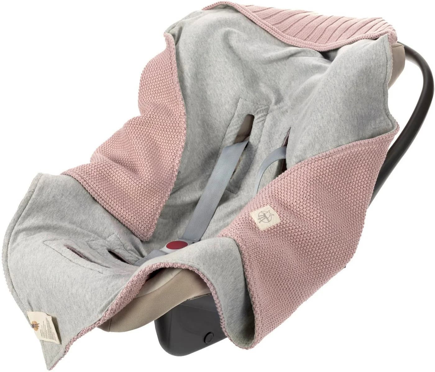 LÄSSIG Einschlagdecke für Babyschale dusty pink 78x78 cm Bio-Baumwolle