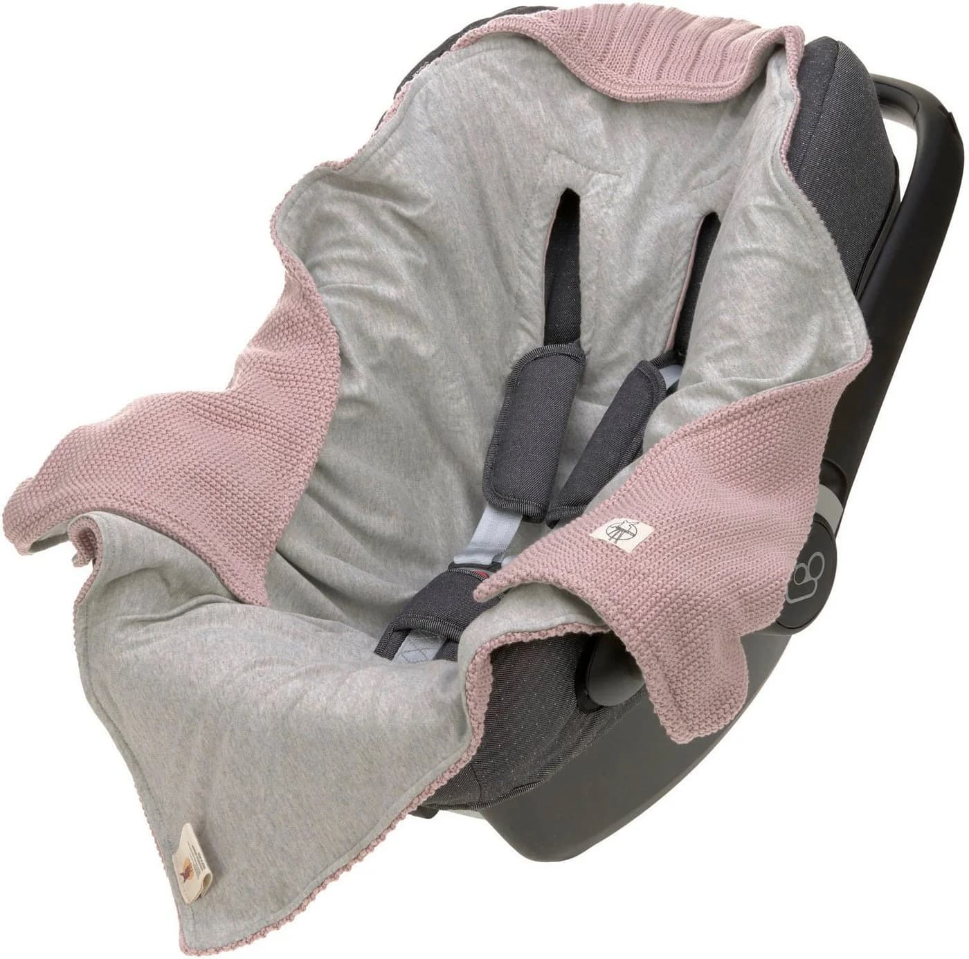 LÄSSIG Einschlagdecke für Babyschale dusty pink 78x78 cm Bio-Baumwolle - Bild 2