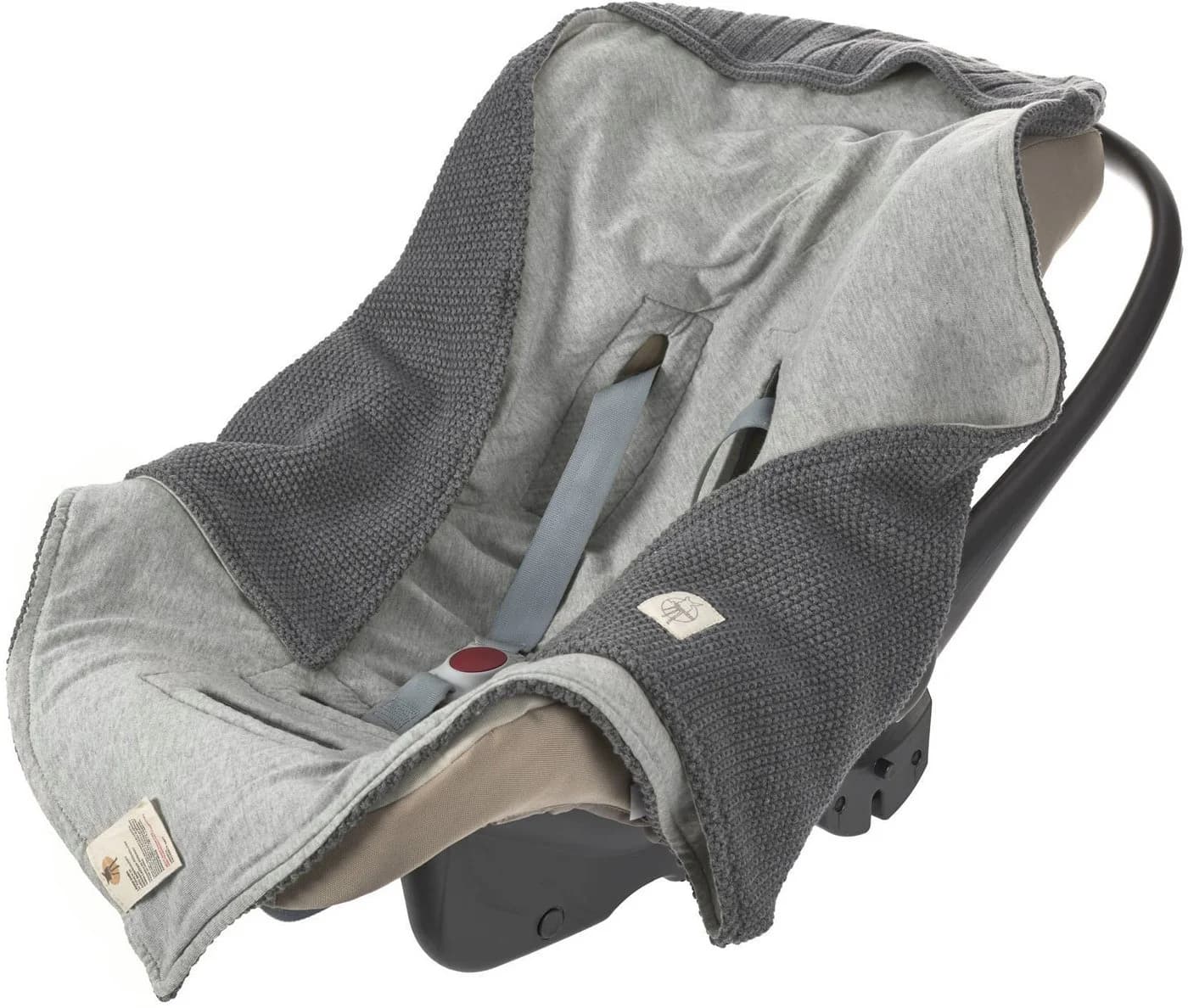 LÄSSIG Einschlagdecke für Babyschale Anthrazit Bio-Baumwolle - Bild 2