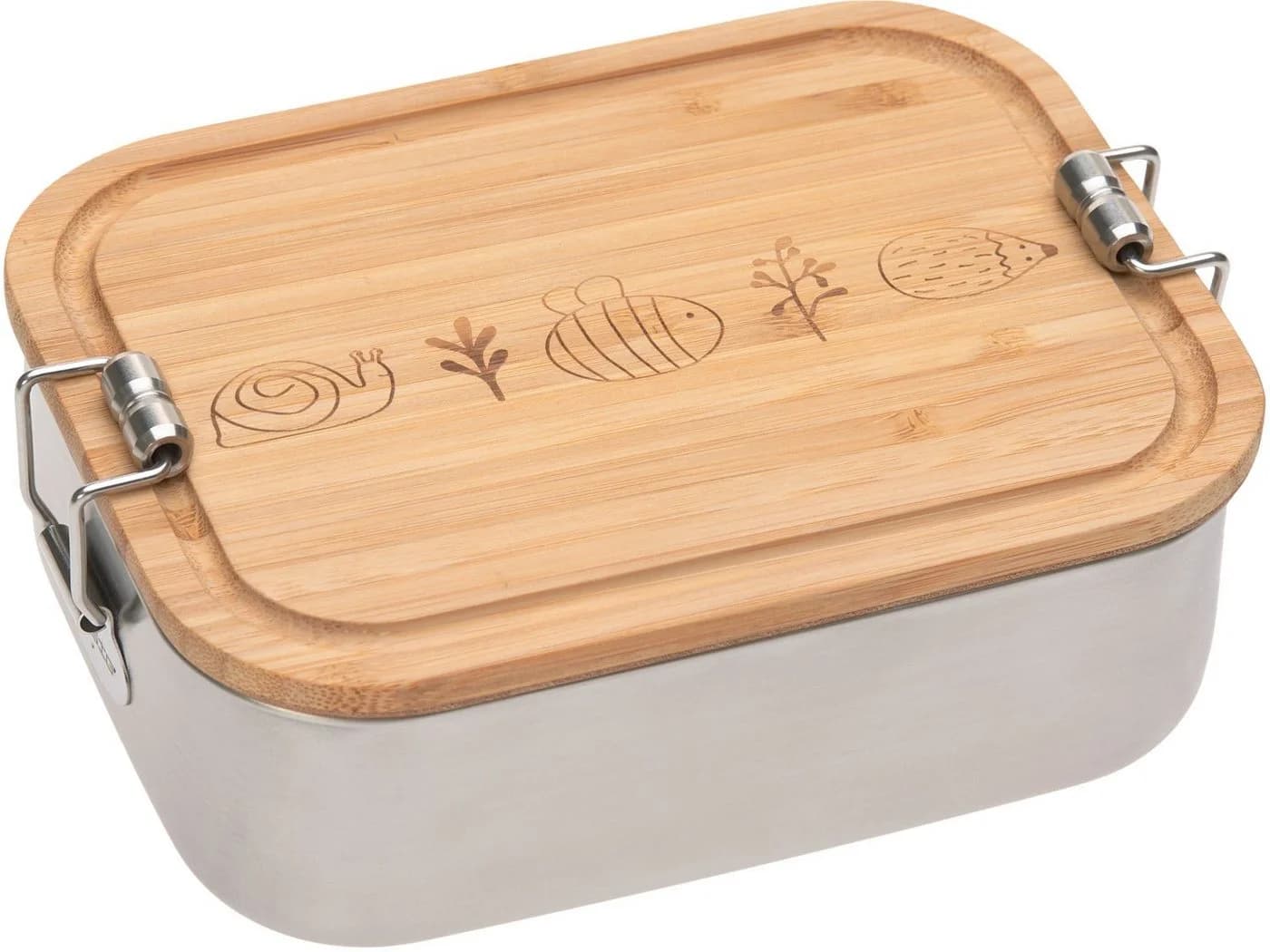 LÄSSIG Lunchbox Garden Explorer Kinder Silber/Braun mit Bambusdeckel - Bild 2