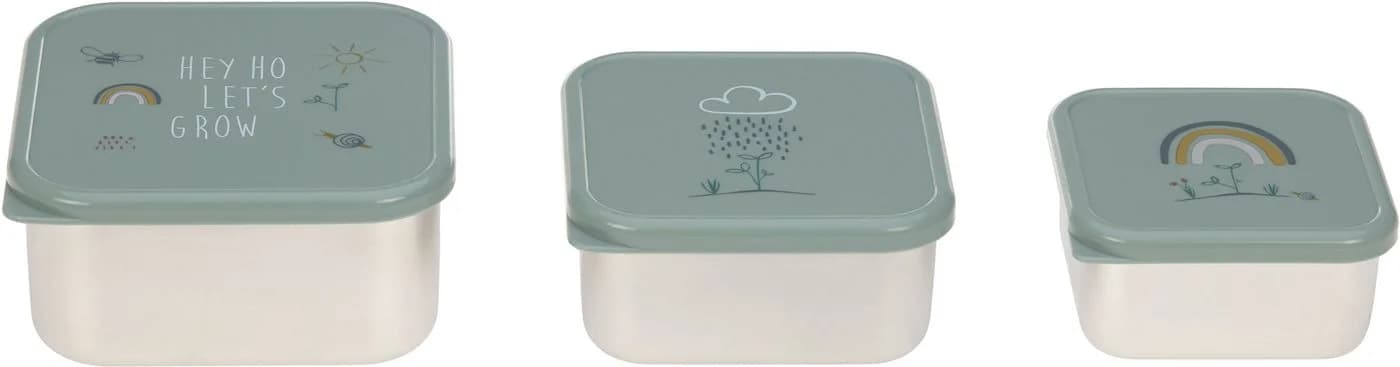 LÄSSIG Lunchbox Garden Explorer 3er Set Grün Edelstahl