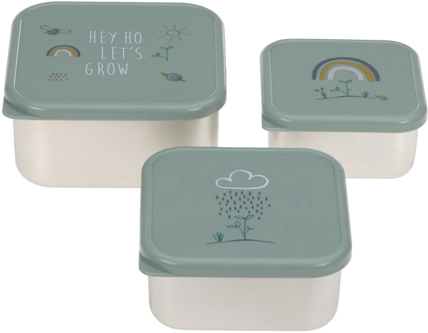 LÄSSIG Lunchbox Garden Explorer 3er Set Grün Edelstahl - Bild 2