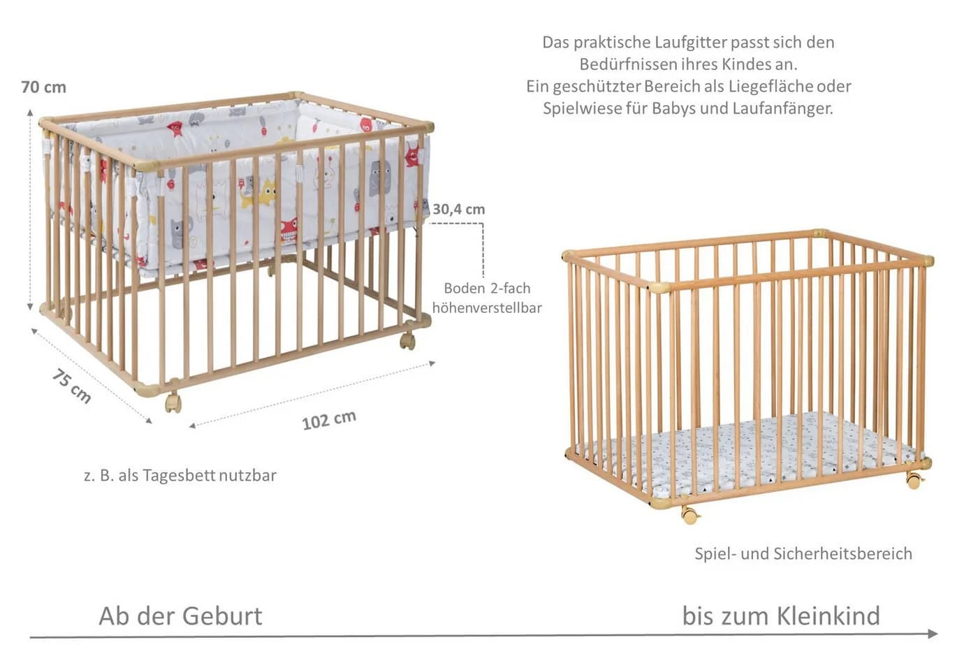 Schardt Laufgitter Basic 75x100 cm Buche massiv natur - Bild 5