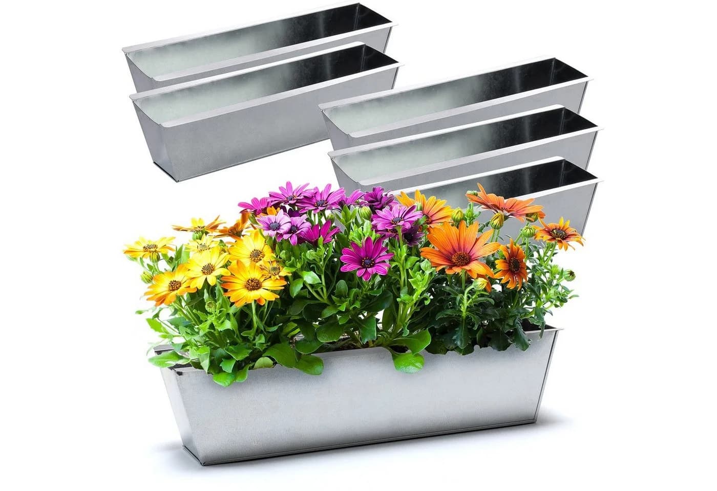 BigDean Blumenkasten 6x Pflanzkasten Metall verzinkt - Bild 2