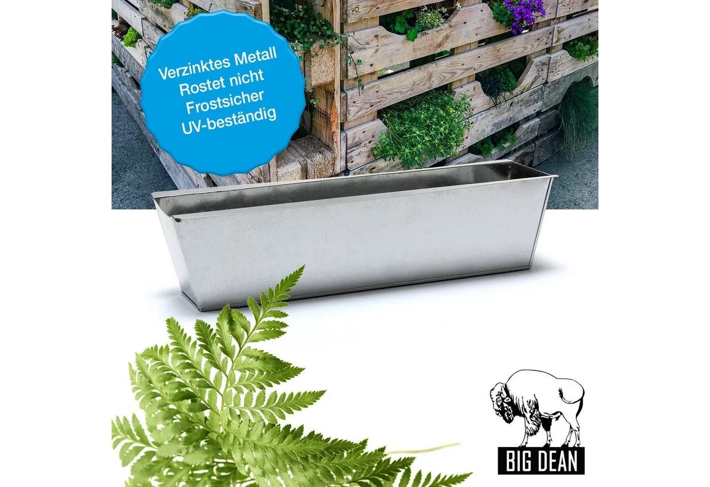 BigDean Blumenkasten 6x Pflanzkasten Metall verzinkt - Bild 3