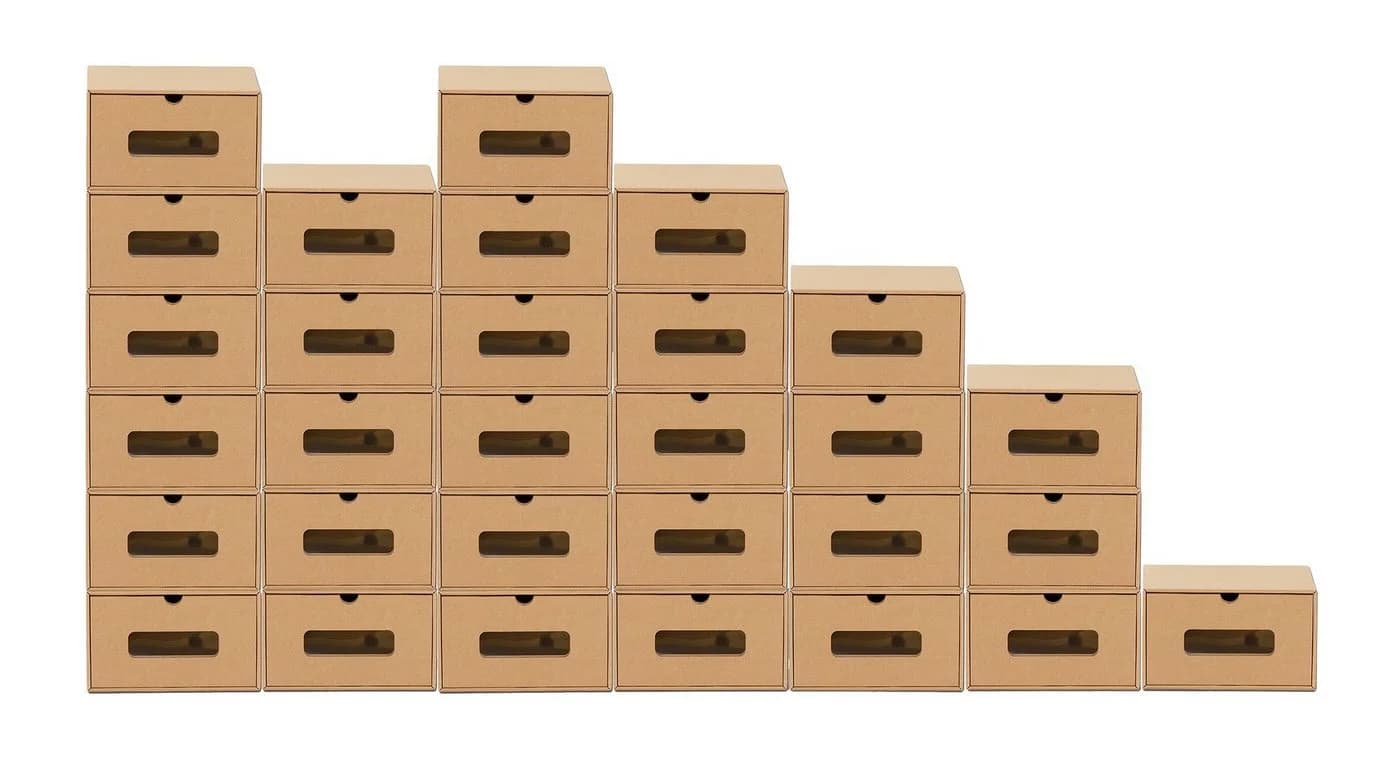 BigDean Schuhbox 30er Set Stapelbar mit Sichtfenster & Schublade - Bild 2