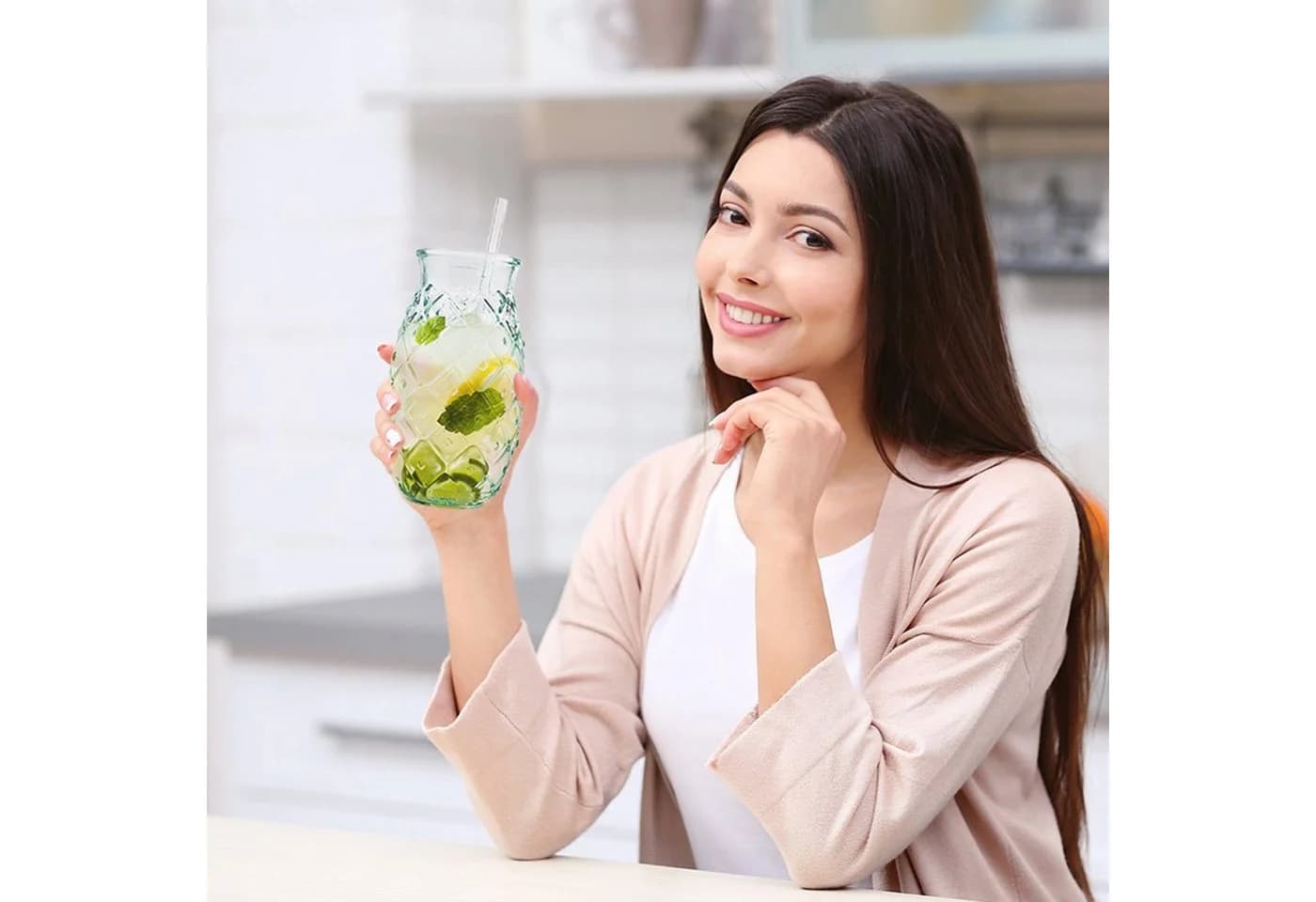 BigDean Cocktailglas 700ml 4er Set Ananas Design Recycling Glas