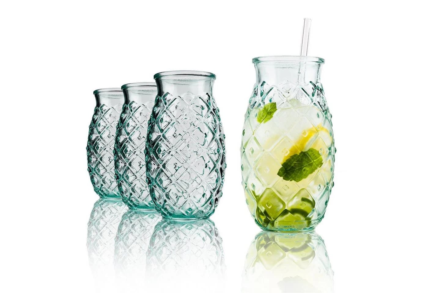BigDean Cocktailglas 700ml 4er Set Ananas Design Recycling Glas - Bild 2