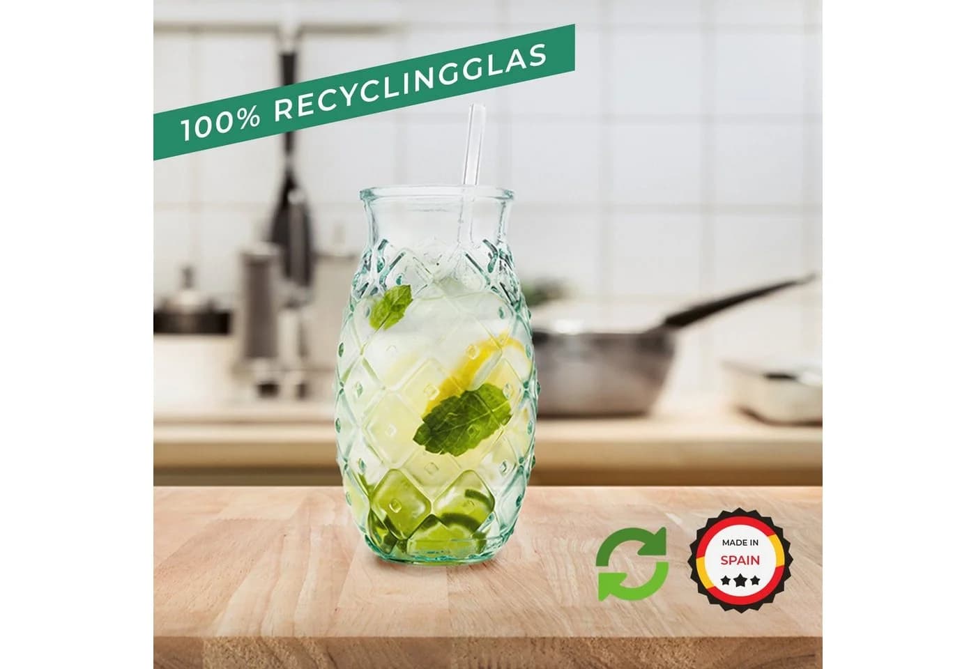 BigDean Cocktailglas 700ml 4er Set Ananas Design Recycling Glas - Bild 3