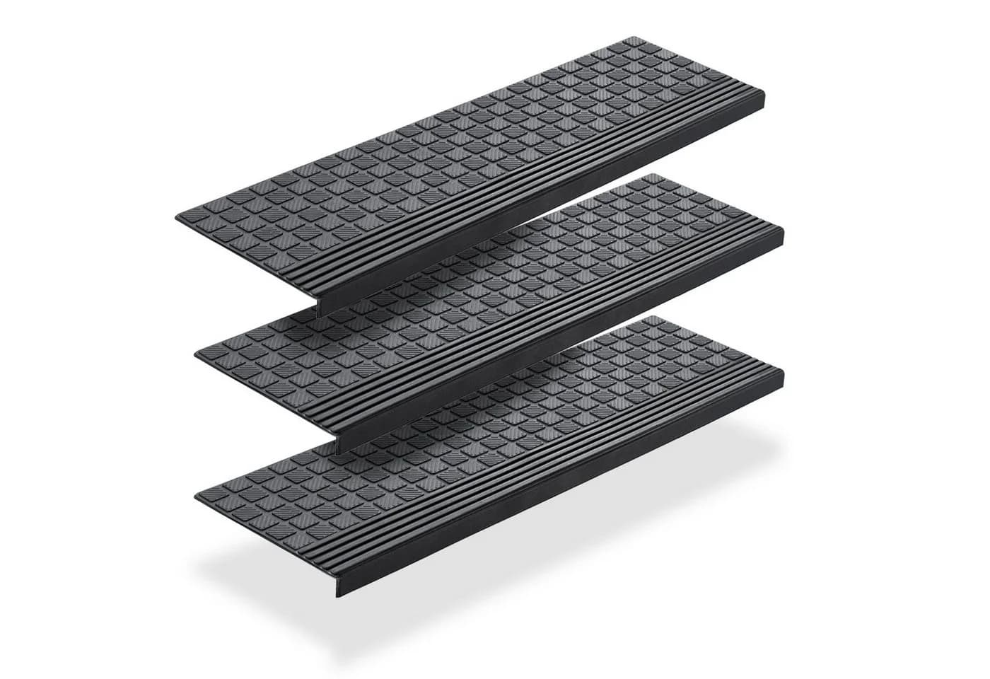 BigDean Stufenmatte 3x Schwarz Gummi Rutschfest Selbstklebend - Bild 2