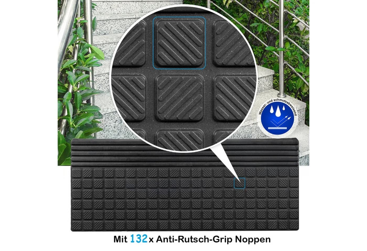 BigDean Stufenmatte 3x Schwarz Gummi Rutschfest Selbstklebend - Bild 4