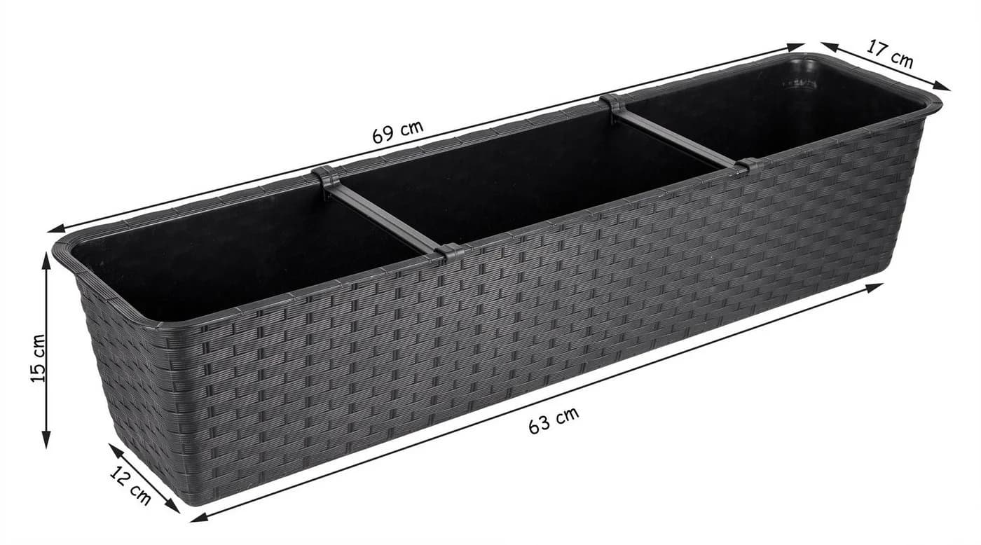 BigDean Blumenkasten 3er Set mit Untersetzer Rattan-Optik - Bild 5
