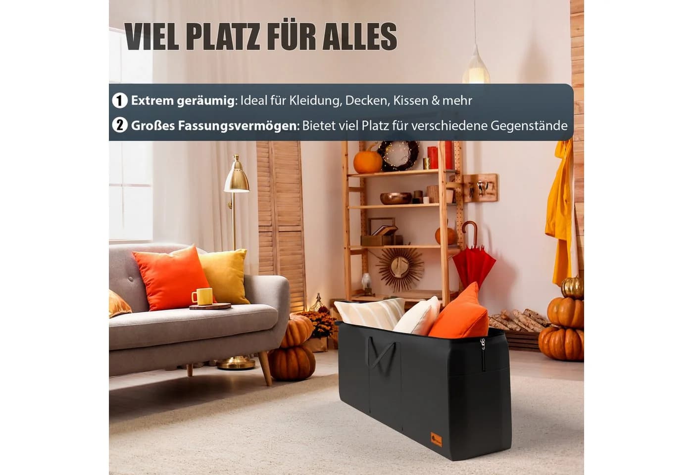 BigDean Aufbewahrungstasche 2-tlg. Schwarz Robust Faltbar