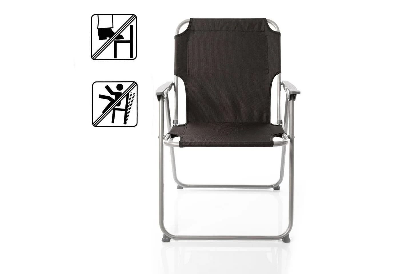 BigDean Klappstuhl Schwarz Silber Grau - Robust 120kg Belastbar