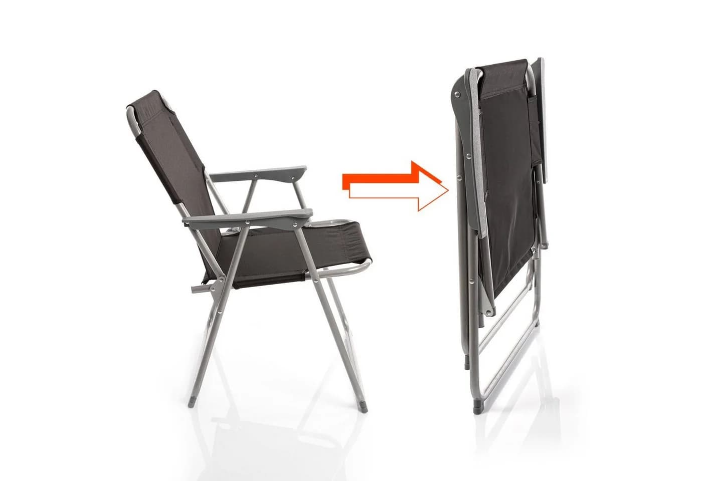 BigDean Klappstuhl Set 2x Schwarz Silber Grau Faltstuhl Camping - Bild 4