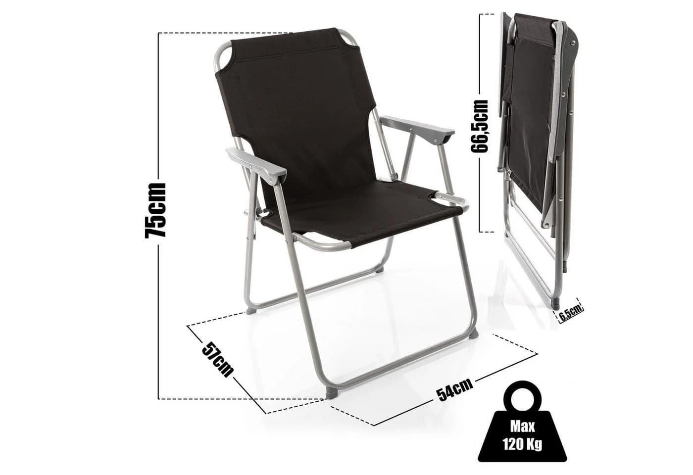 BigDean Klappstuhl Set 2x Schwarz Silber Grau Faltstuhl Camping - Bild 5