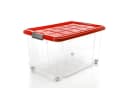 BigDean Aufbewahrungsbox 60L Rot Transparent 4er Set Stapelbar Rollbar Bild 1