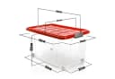 BigDean Aufbewahrungsbox 60L Rot Transparent 4er Set Stapelbar Rollbar Bild 3
