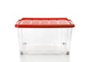 BigDean Aufbewahrungsbox 60L Rot Transparent 4er Set Stapelbar Rollbar Bild 4