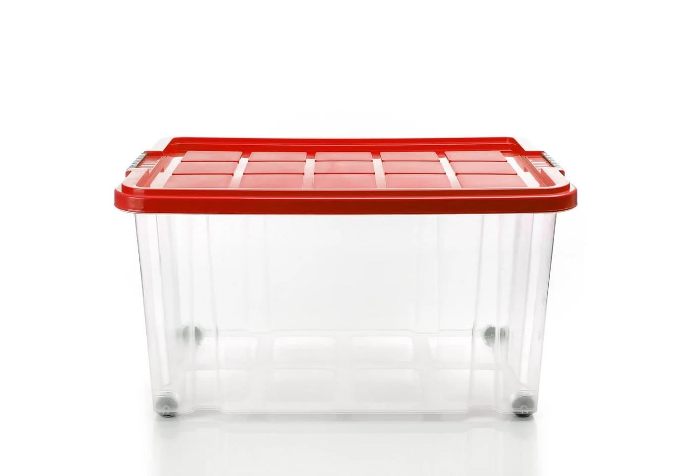 BigDean Aufbewahrungsbox 60L Rot Transparent 4er Set Stapelbar Rollbar - Bild 4