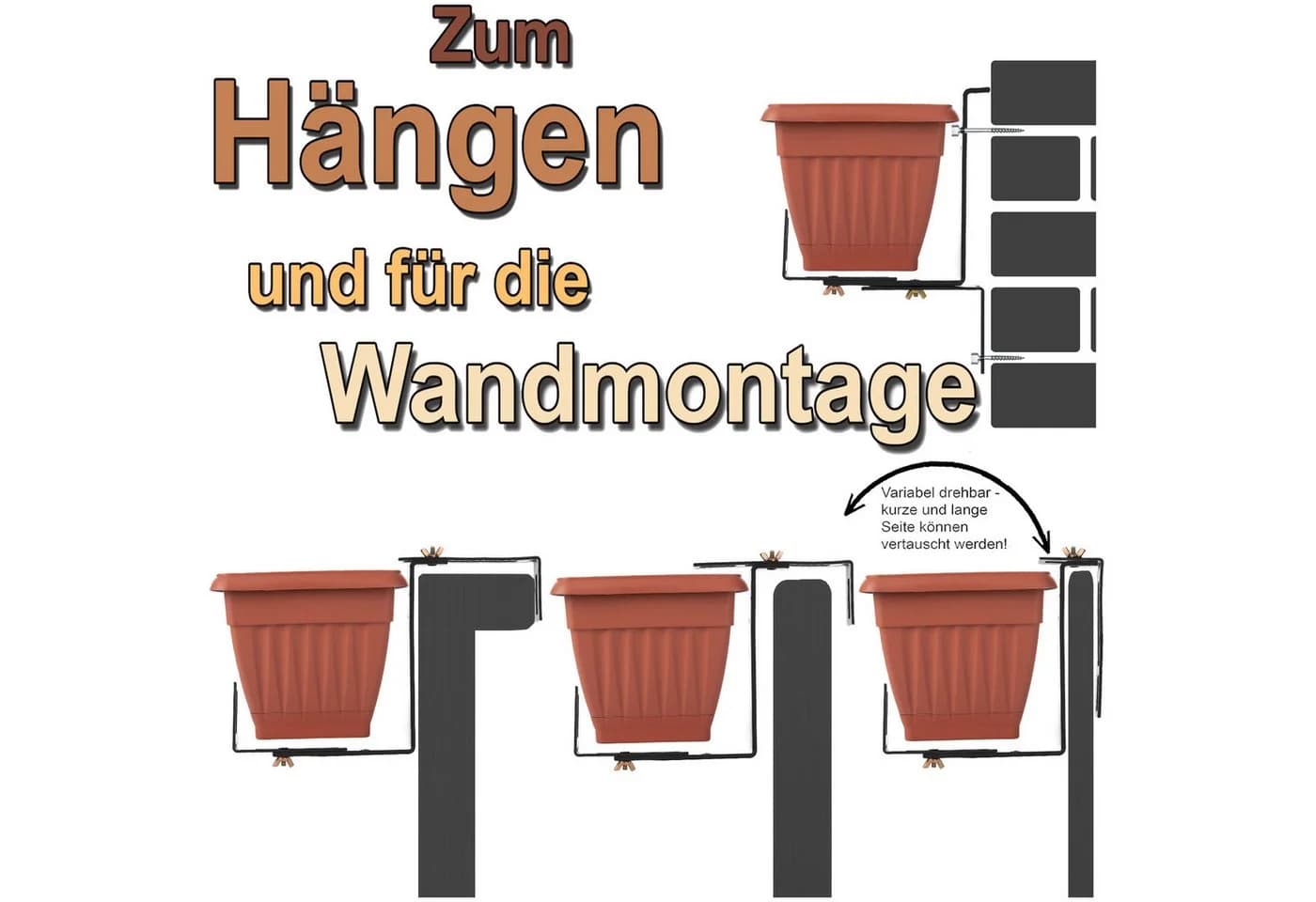 BigDean Blumenkastenhalterung 4 Stück Anthrazit Balkon Geländer - Bild 4