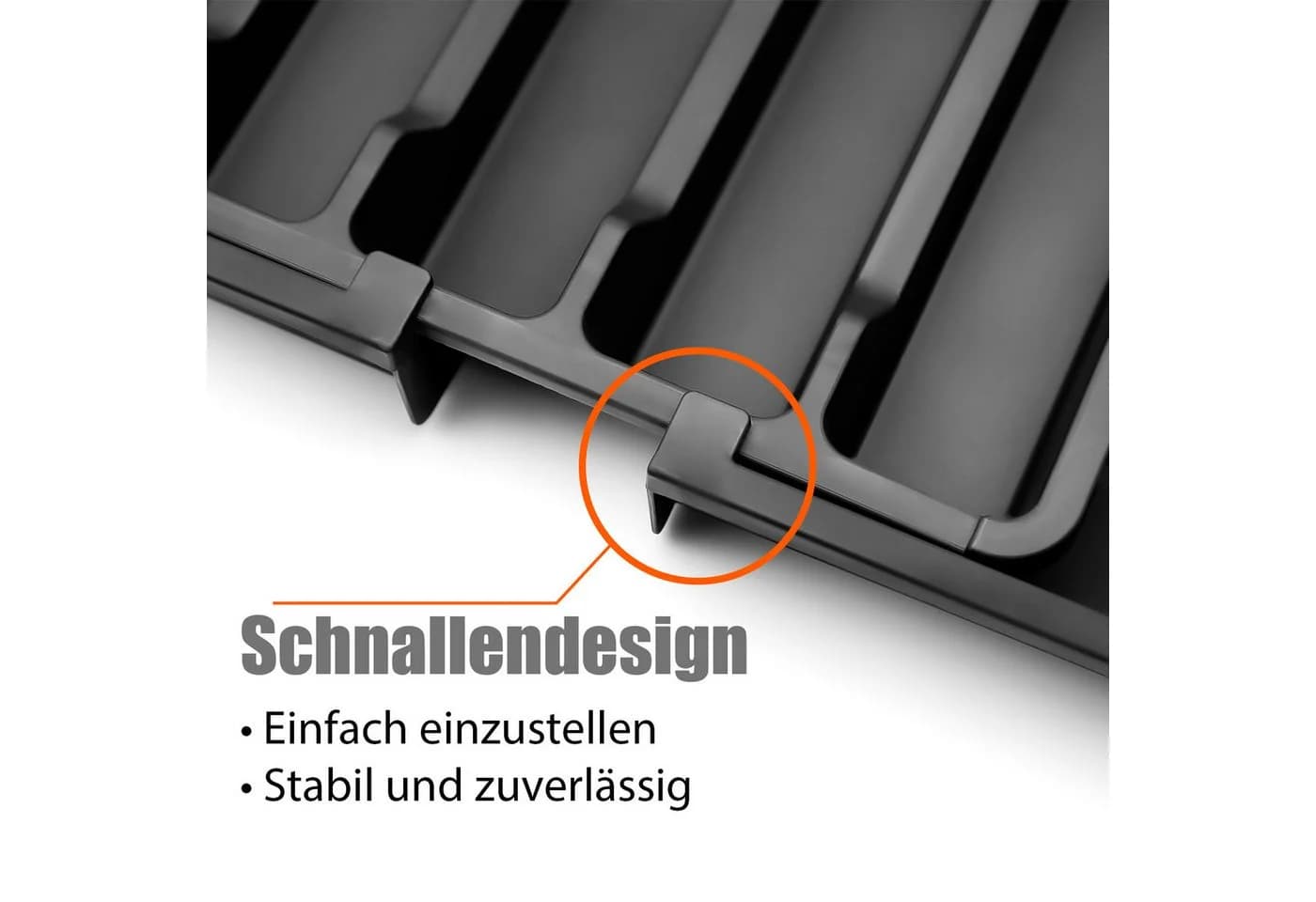 BigDean Besteckeinsatz Schubladen Organizer Schwarz Kunststoff - Bild 5