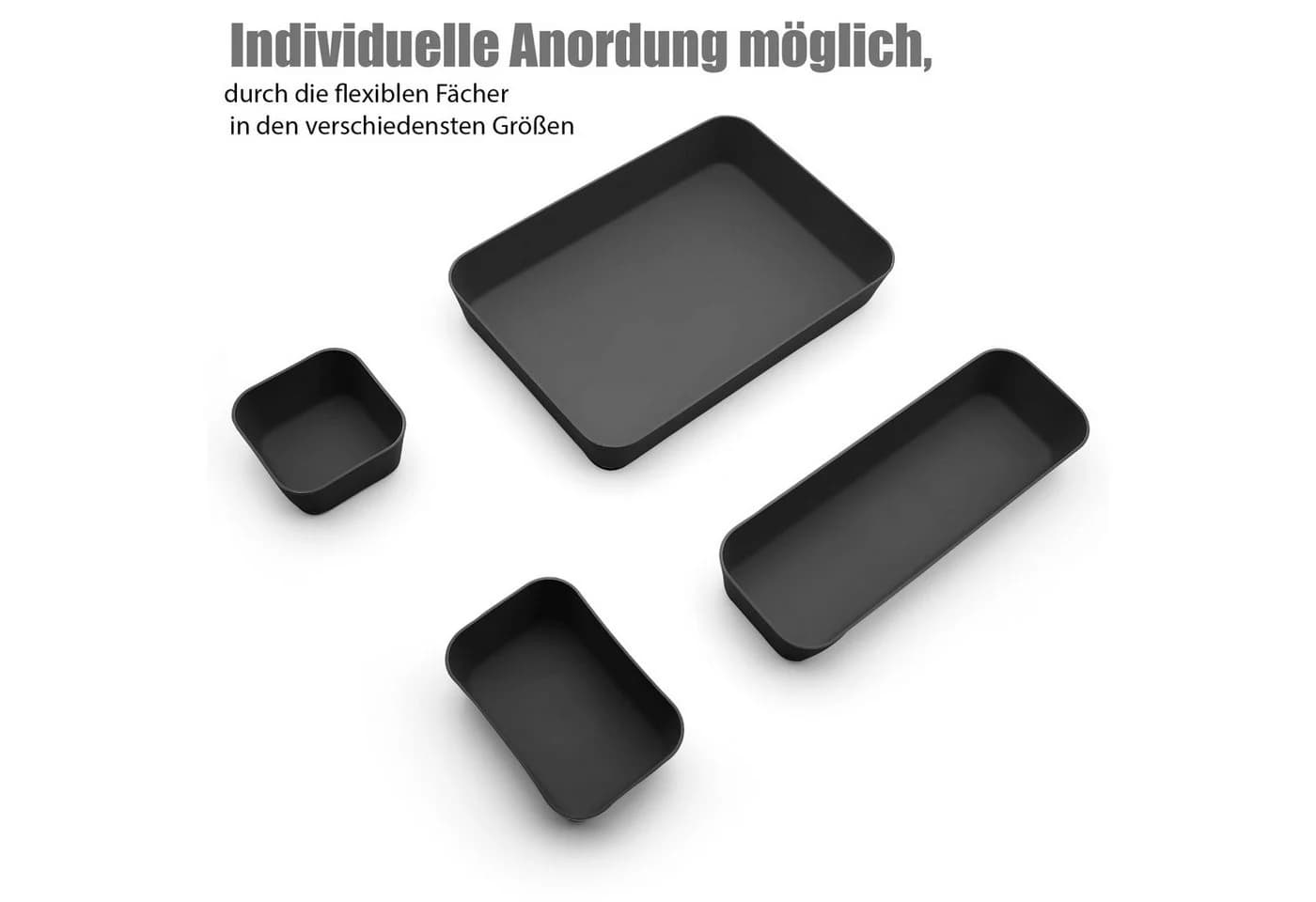 BigDean Schubladen Organizer 8-tlg. Schwarz PP-Kunststoff Set - Bild 5