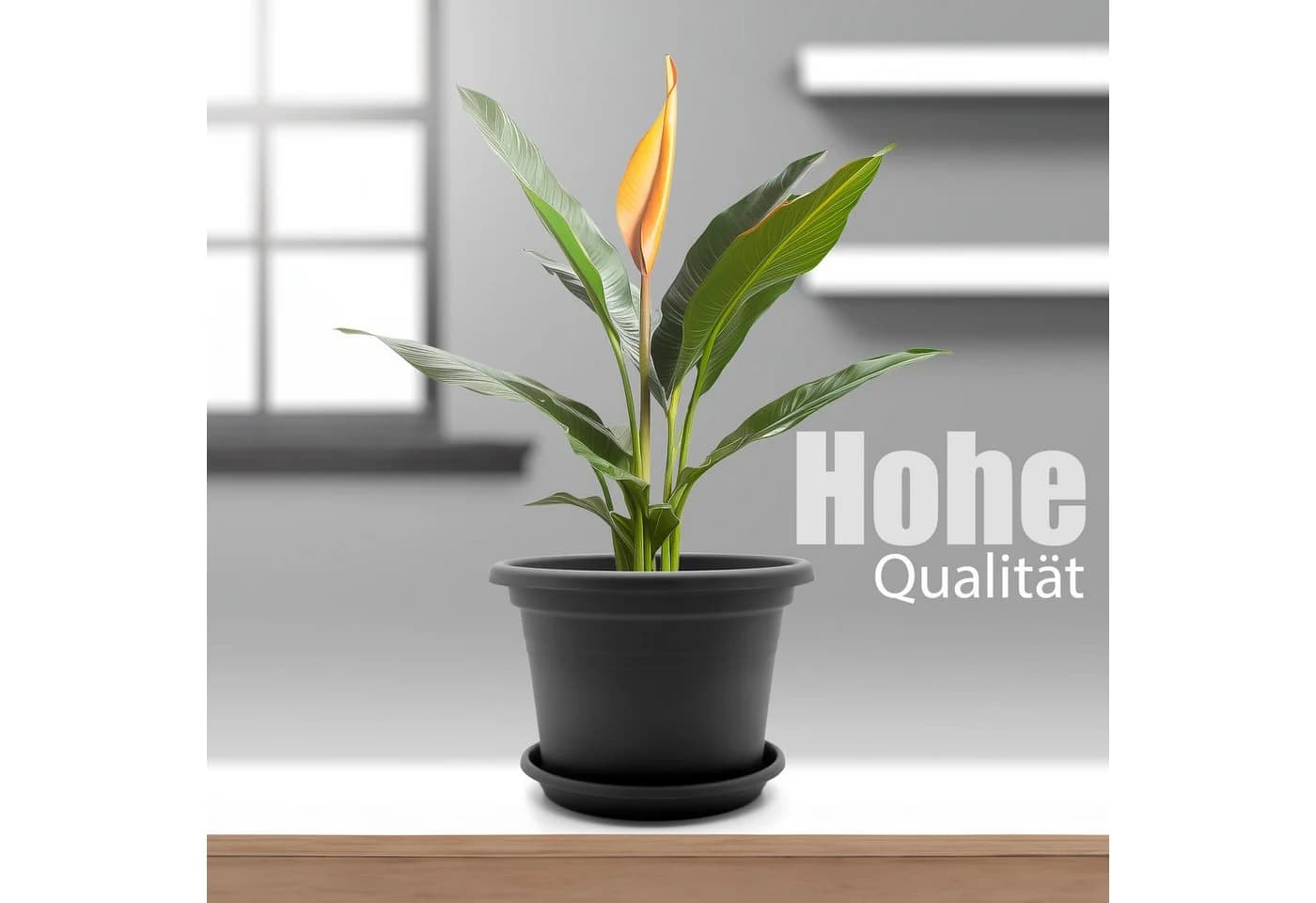 BigDean Blumentopf 4 Stück Anthrazit