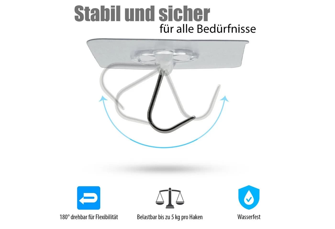 BigDean Klebehaken 30 Stück Wandhaken extra stark drehbar - Bild 4